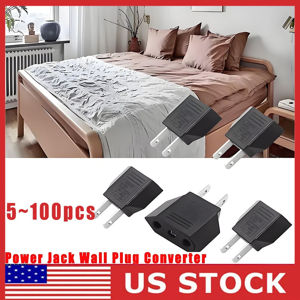5-100x EU Europe to US USA Power Jack Wall Plug Converter Travel Adapter New