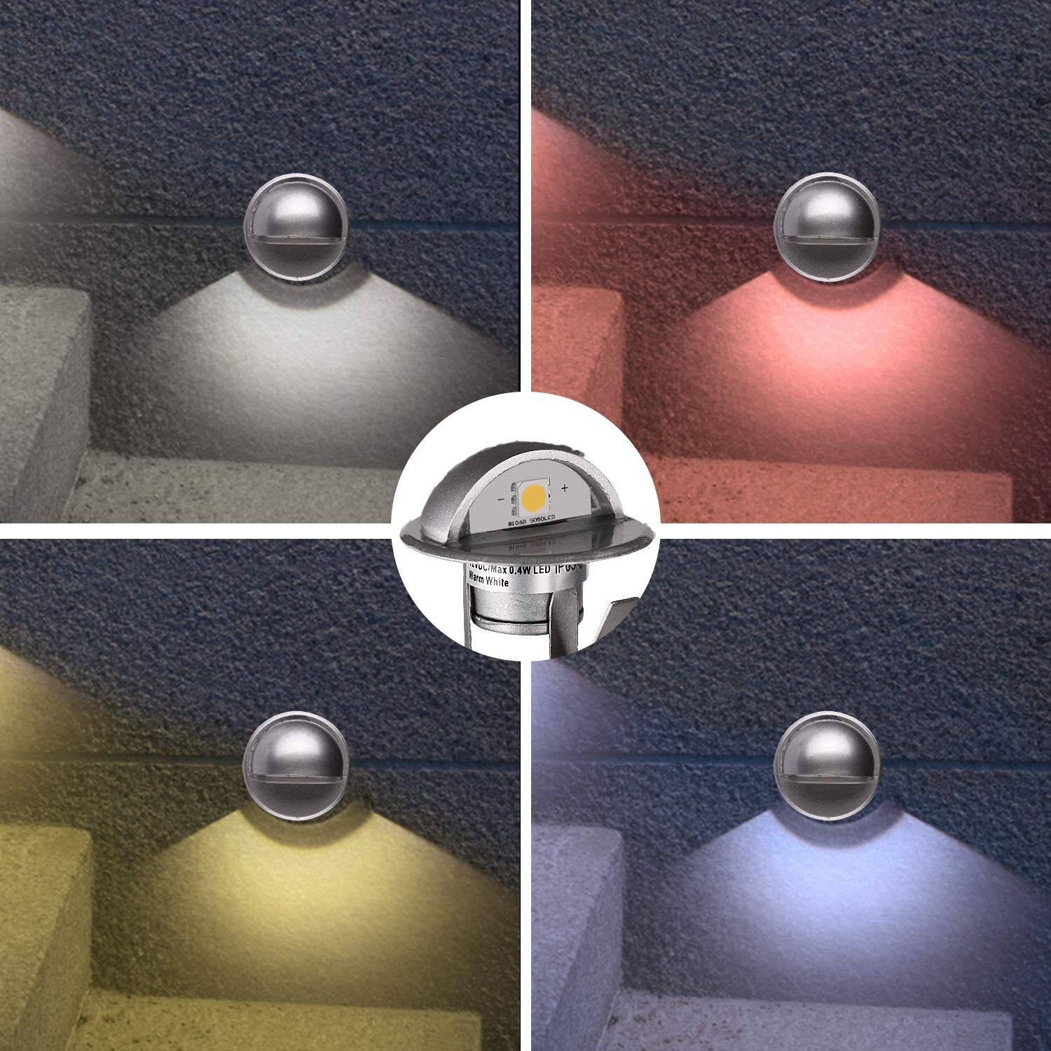 Waterproof Deck Lights Kit, 12 Pack Φ1.38 Dimmable Color Deck Light Low Vol