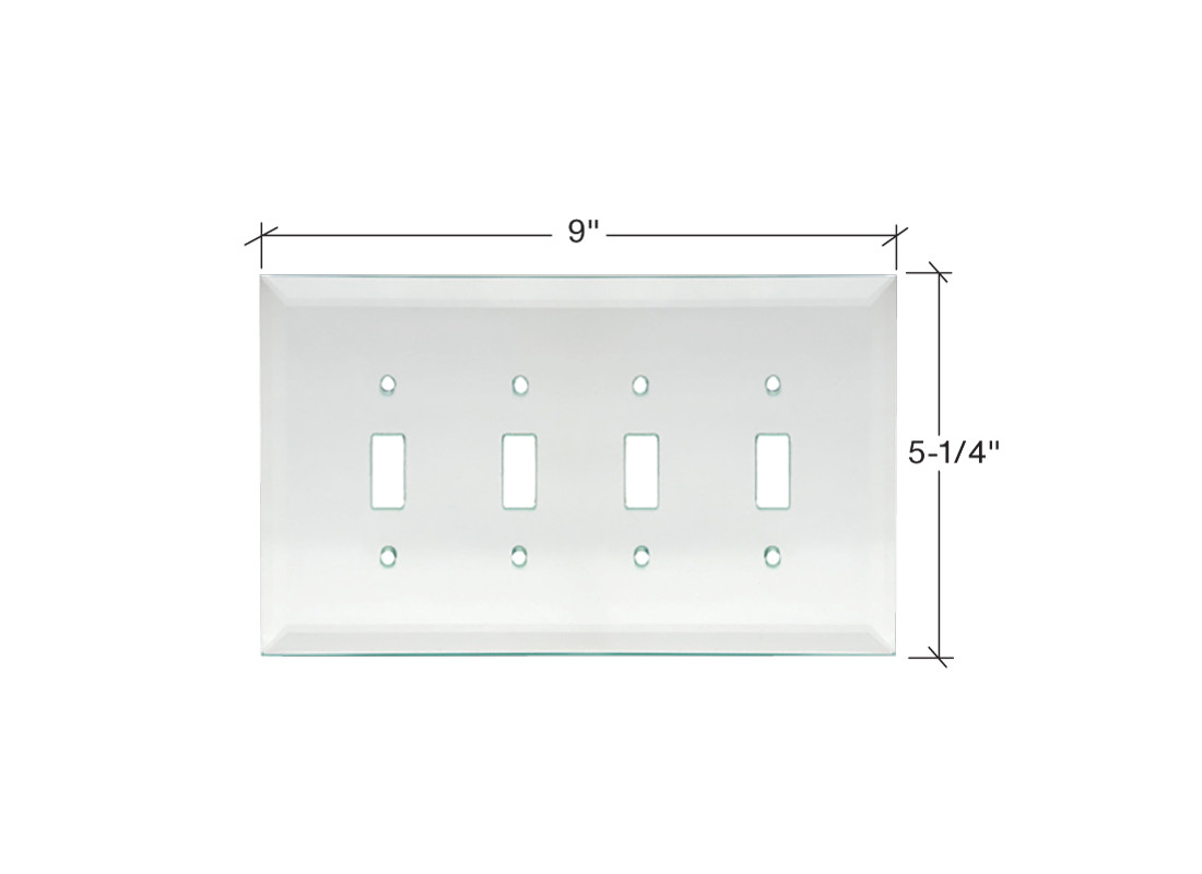 FHC MP11G 5-1/4″ x 9″ – Quadruple Toggle Gray Glass Mirror Plate