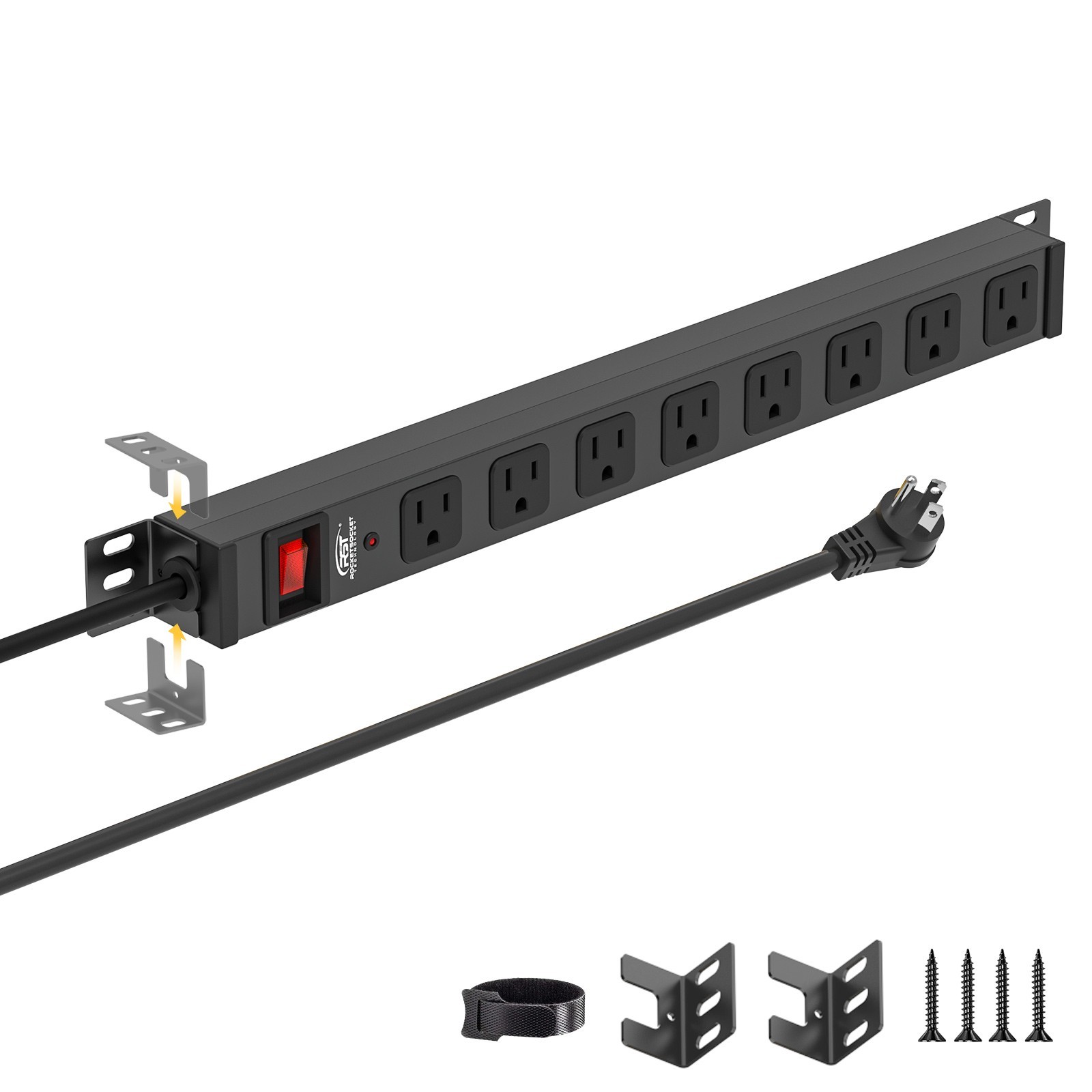 Heavy Duty 8-Outlet Power Strip Surge Protector 2100J 6FT Cord & 15A Breaker