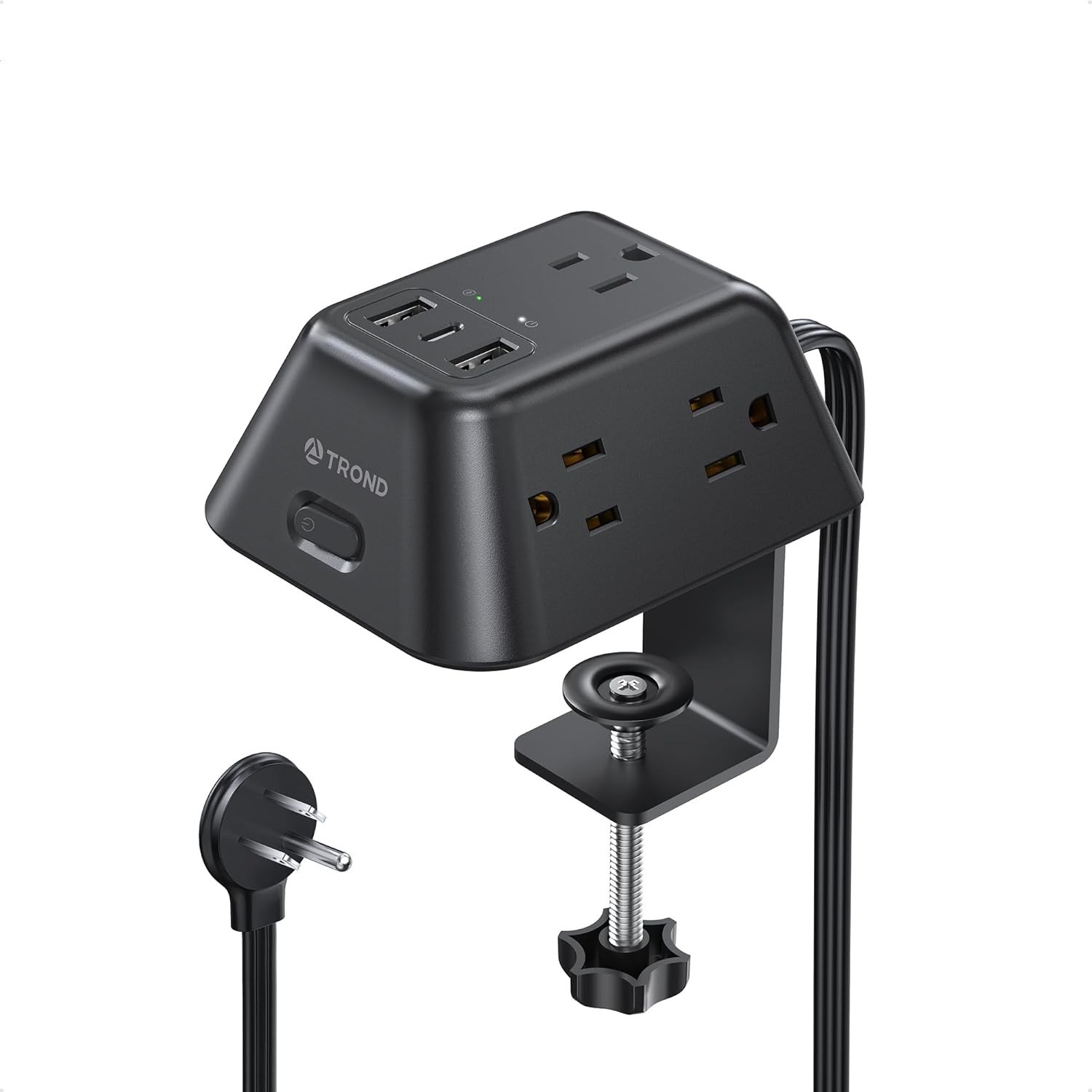 Desk Clamp Power Strip, Surge Protector with 5 AC Outlets and 3 USB Ports, Desk