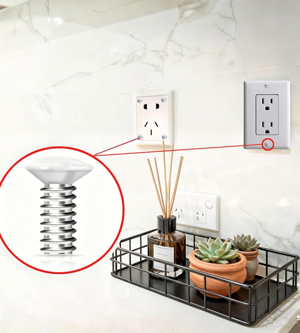 120PCS Wall Plate Screws White, Outlet Cover Screws for Switch Plate, 6/32 Elect