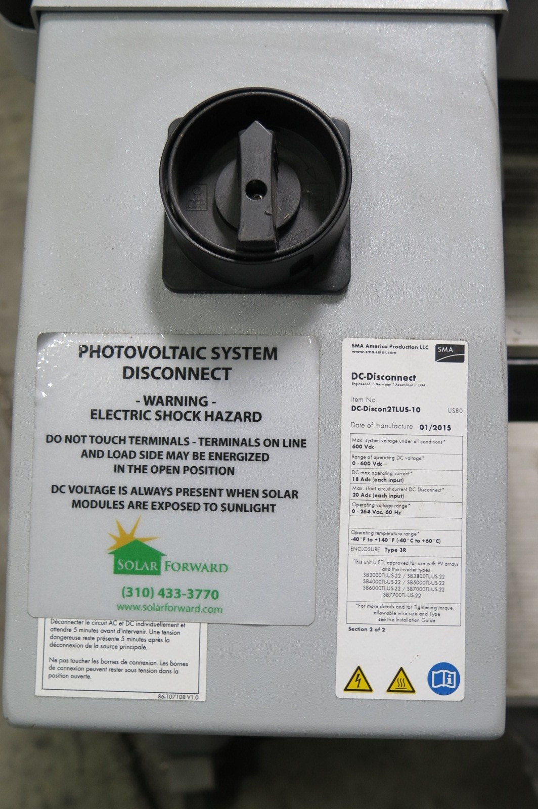 R202752 SMA SunPower Sunny Boy SB3800TL-US-22 String Inverter 3800W