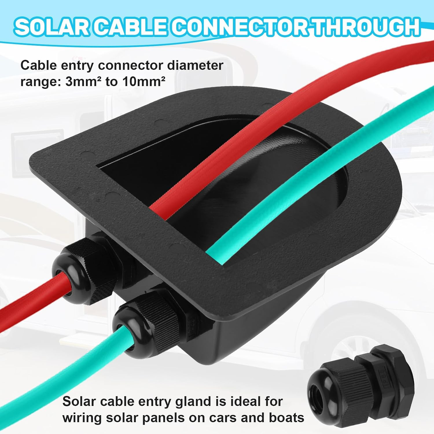 Waterproof ABS Solar Dual Cable Gland Box, Black, 2 Pack | Suitable for Double