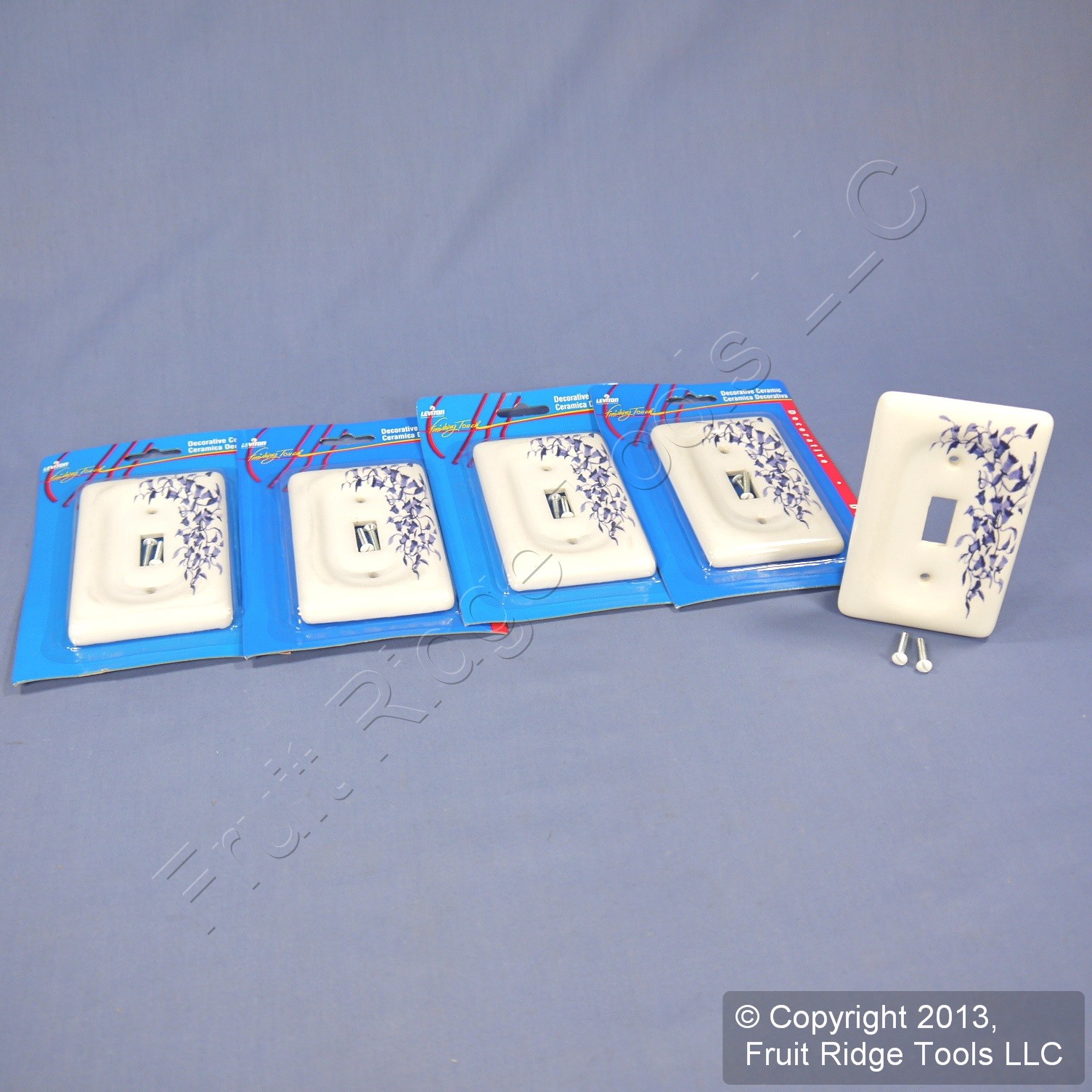 Leviton 89501-BL Blue Flower 1-Gang Toggle Ceramic Standard Wallplate Cover 5pcs