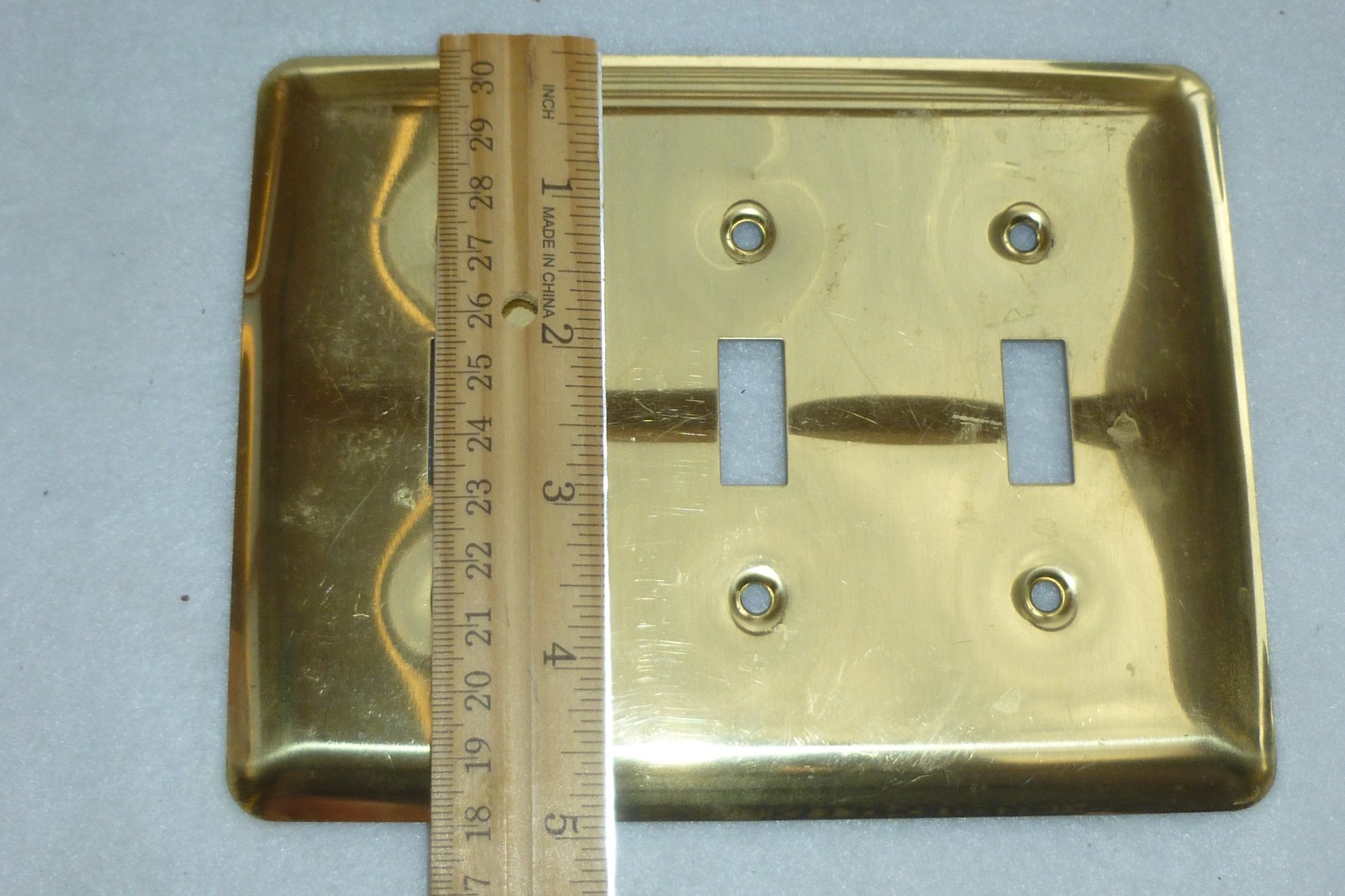 3 place Light Switch Wall Plate Cover Brass Finish Unbranded no screws