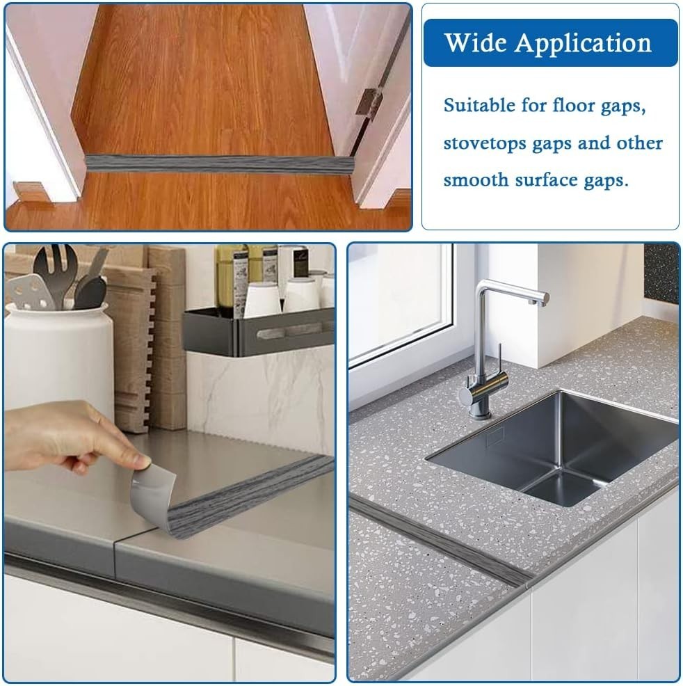 Decorative Dark Gray Floor Transition Strip: Self-Adhesive & Customizable 3.3ft