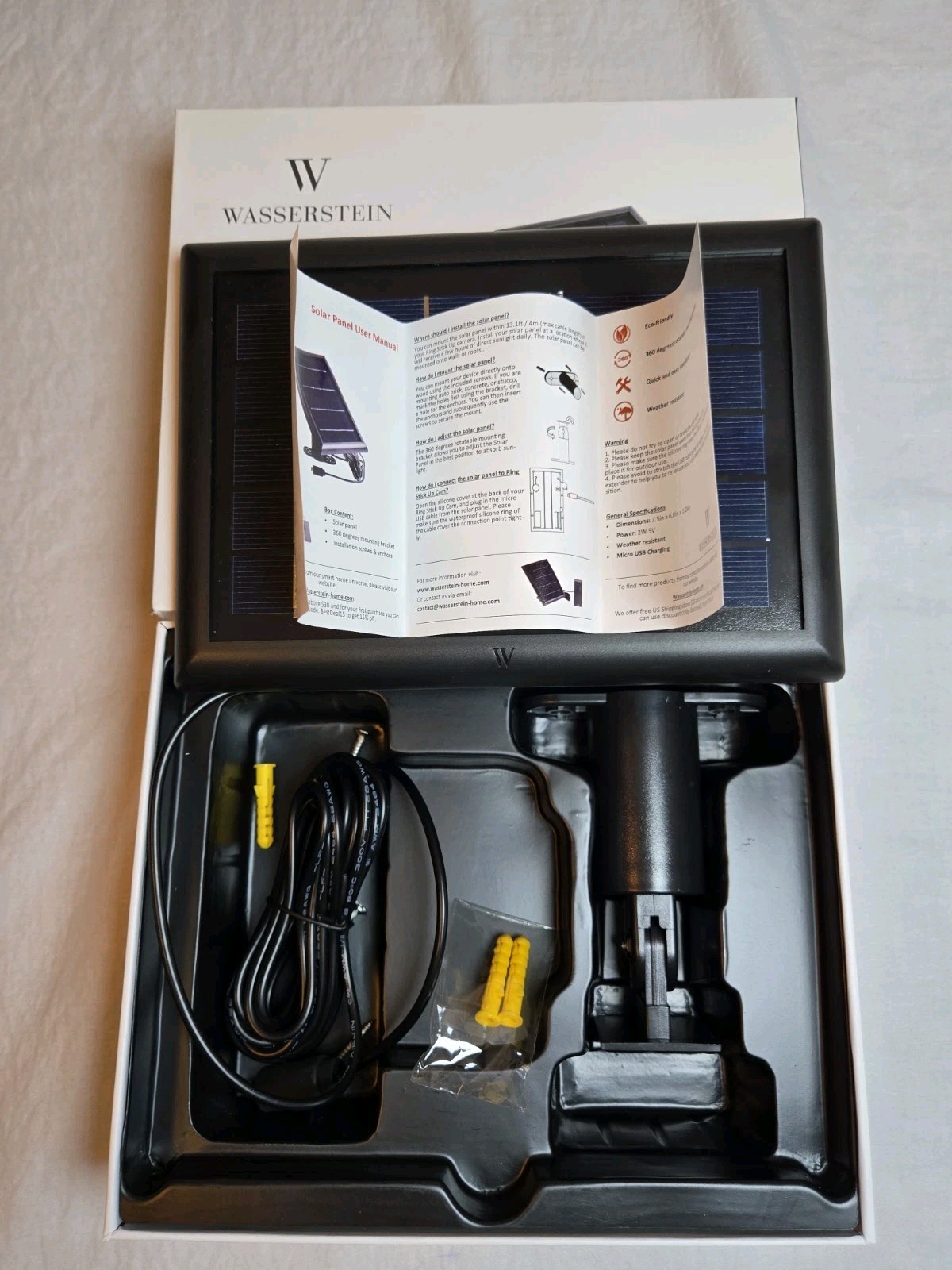 Wasserstein Solar Panel for Ring Stick-Up Cam Brand New In Box