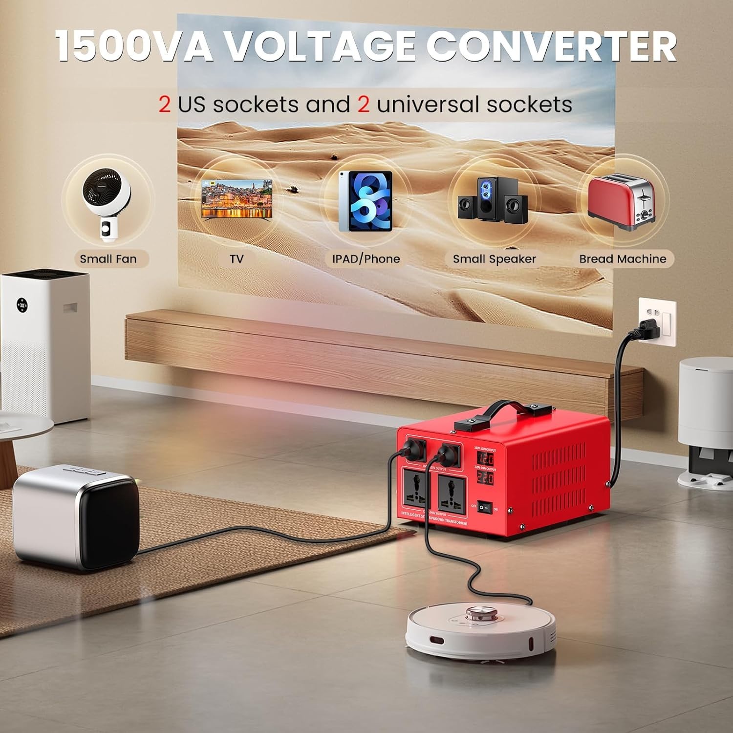 1500W Voltage Transformer Power Converter(110V to 220V, 220V to 110V) XX194