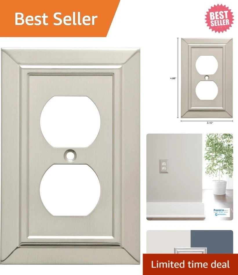 1-Pack Brushed Nickel Wall Plate: Stylish Protection for Single Outlets