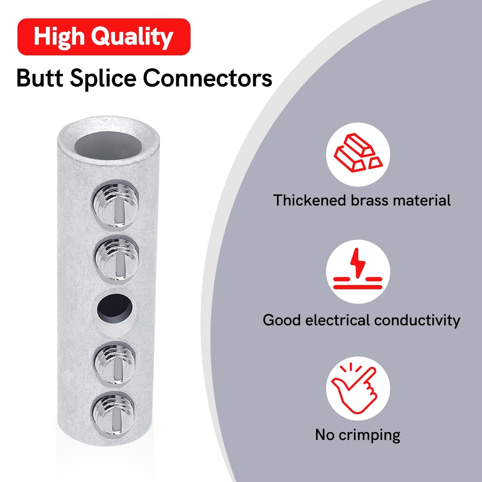 BAALA 4 Gauge Wire Butt Connectors Kit Tinned Brass, 6PCS Screw Type Quick Wi…