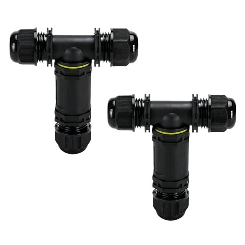 2Pcs 4-Core Screw Terminal IP68 Waterproof M25 4Pin 10-14 25A T-Type Three-Way