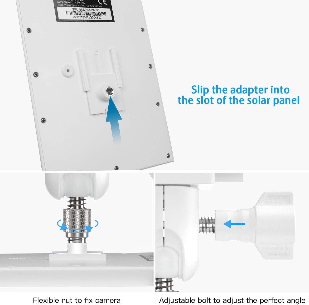 Weatherproof Gutter Mount for Ring Solar Panel- Adjustable Aluminum Alloy Out…