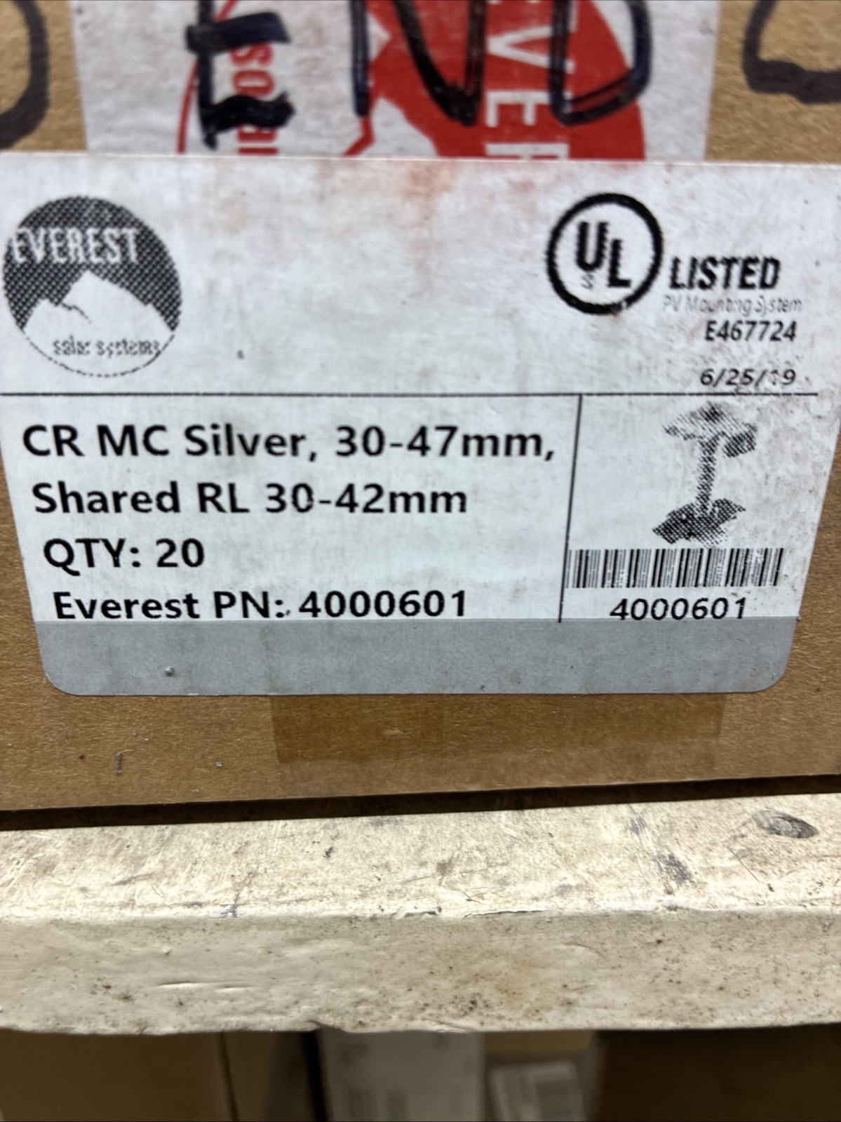 Everest BND Mid Clamps SS, CR MC Silver, 30-47 mm (20ea)
