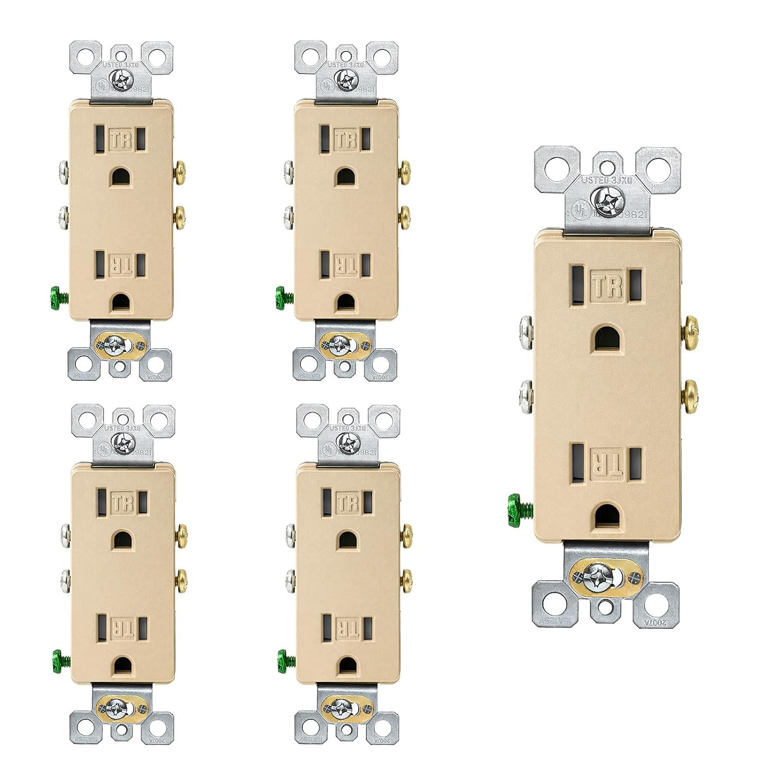 Matte White Decorator Wall Receptacle Outlets, Tamper Resistant 15 Amp Standard