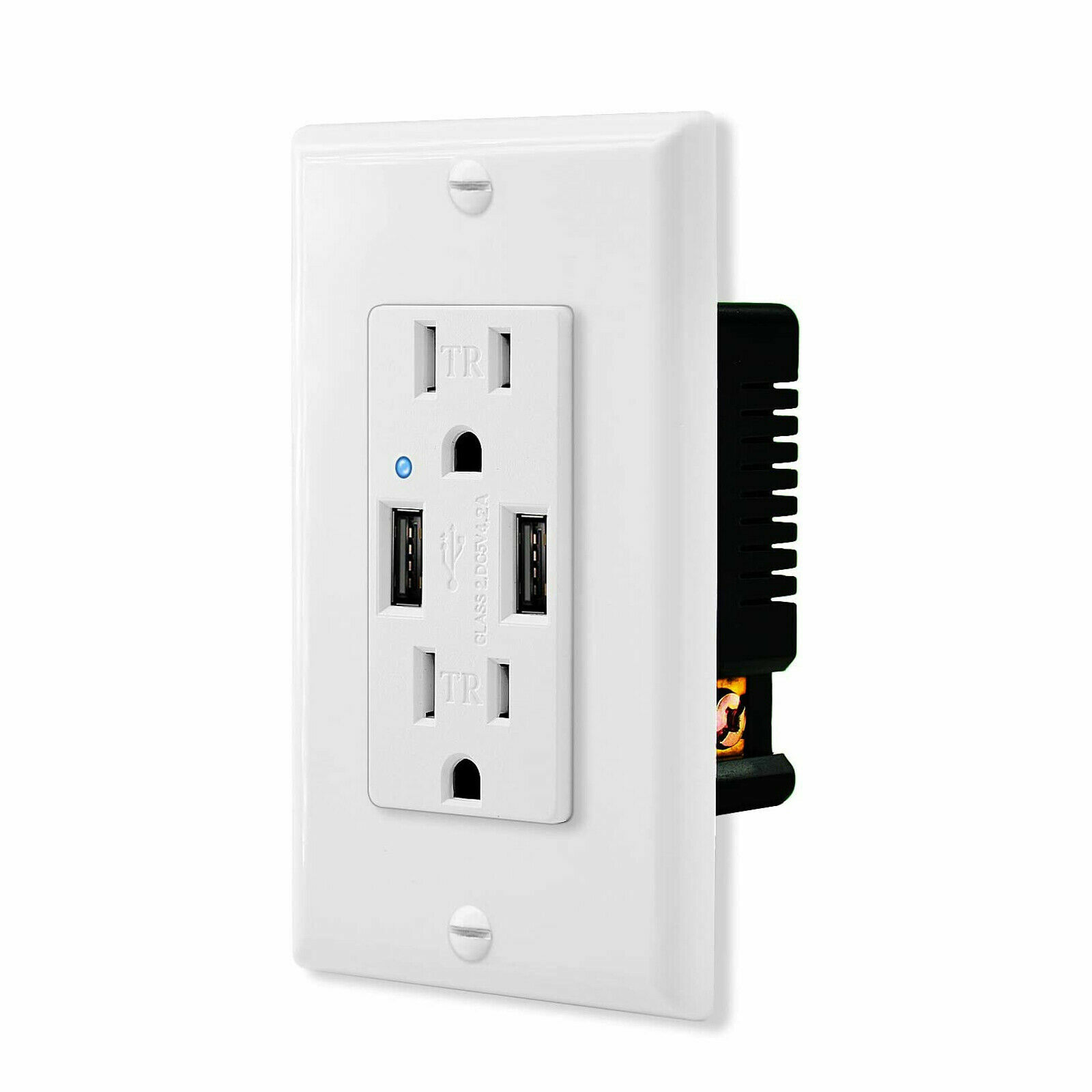 4.2A Dual USB Outlet Receptacle Charger Wall Plug Sockets TR 15A with Plate UL