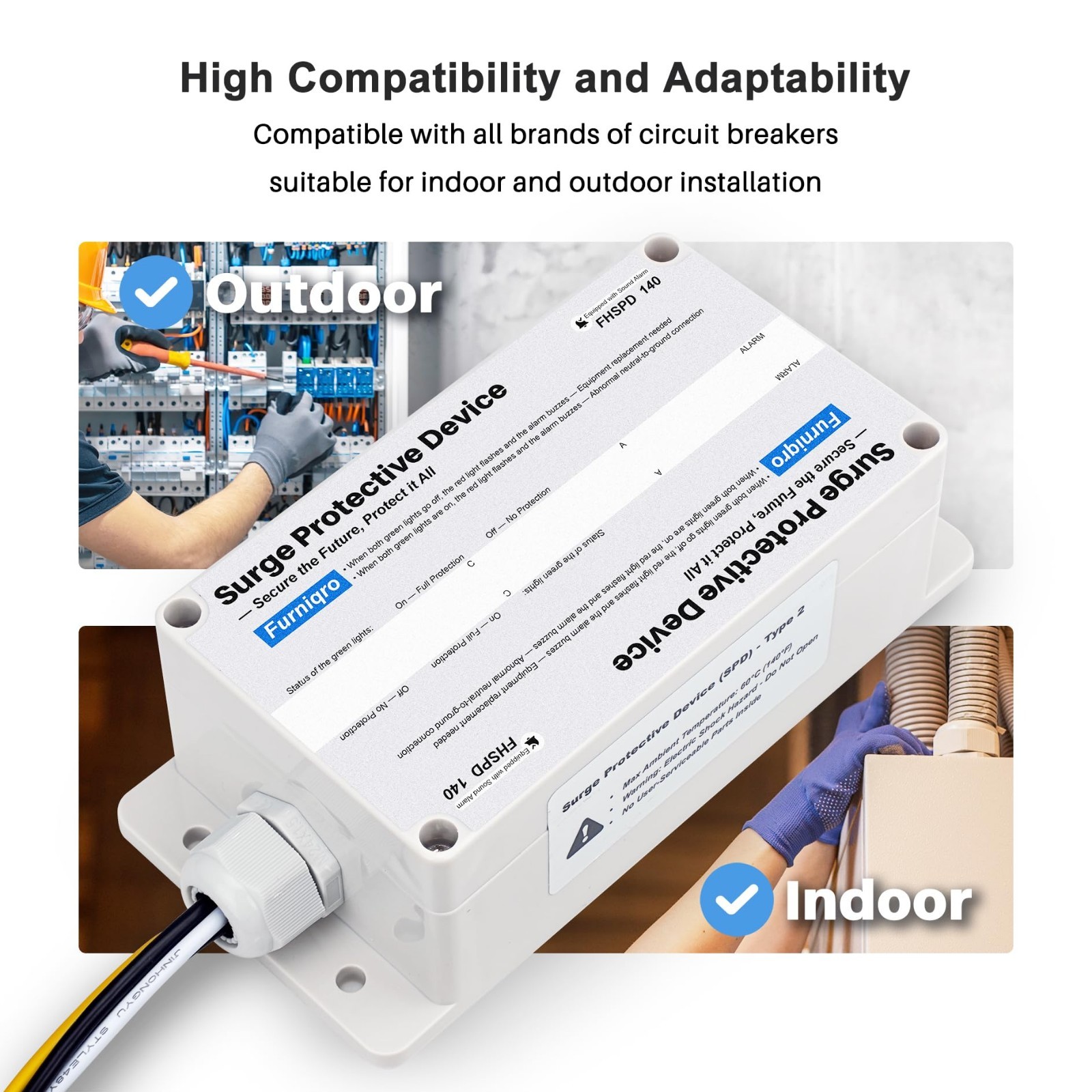 Whole House Surge Protector 140,000 Amps – Indoor/Outdoor Surge Protection Devic