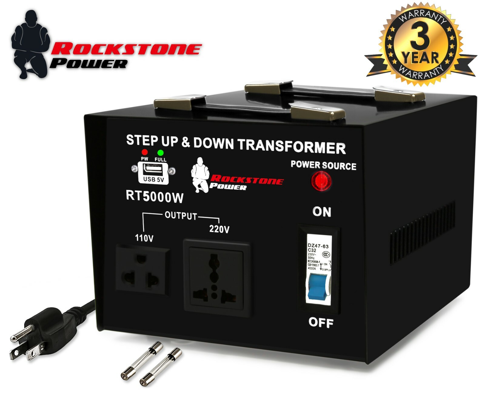 5000 Watt Voltage Converter Transformer Step Up/Down 110V/120V/220V/240V Power
