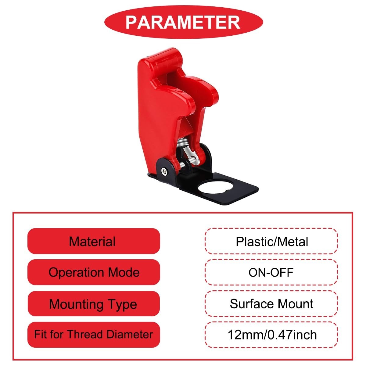 Versatile 12mm Red Plastic Toggle Switch Caps – Waterproof & Dustproof Pack of 3