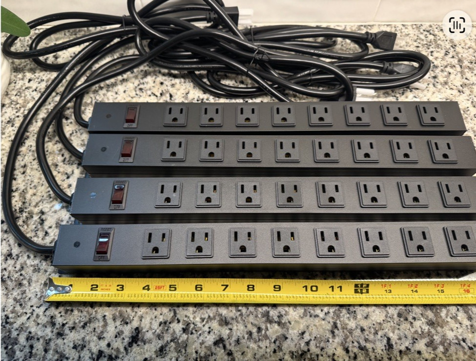 Metal 8 Outlet Mountable Power Strip Wall Mount Outlet Power Strip Heavy Duty