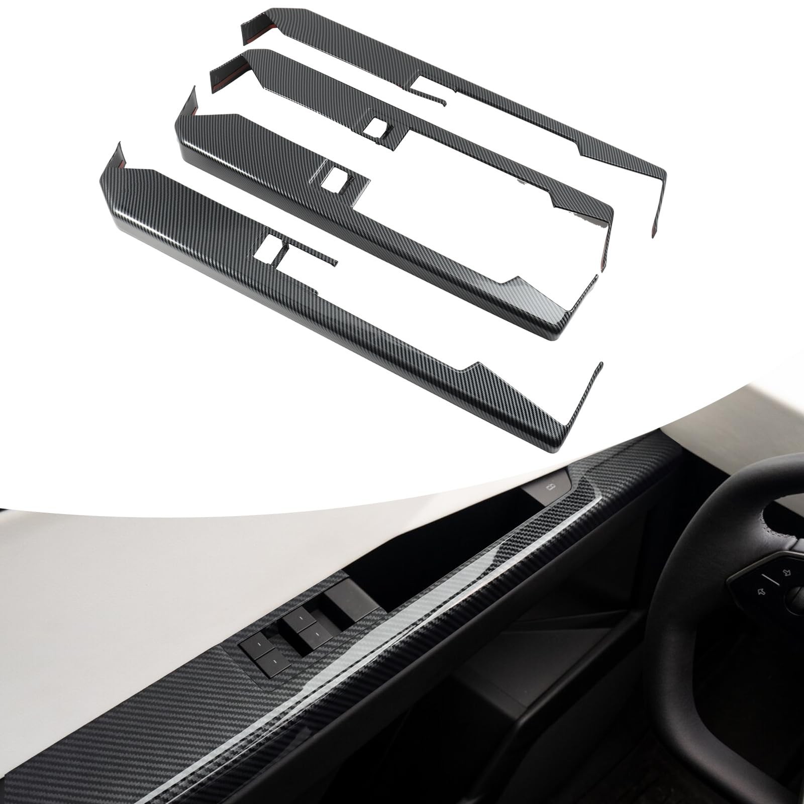 Window Lift Switch Panel Trim Cover for Telsa Cybertruck 2024 2025 Gloss Carb…