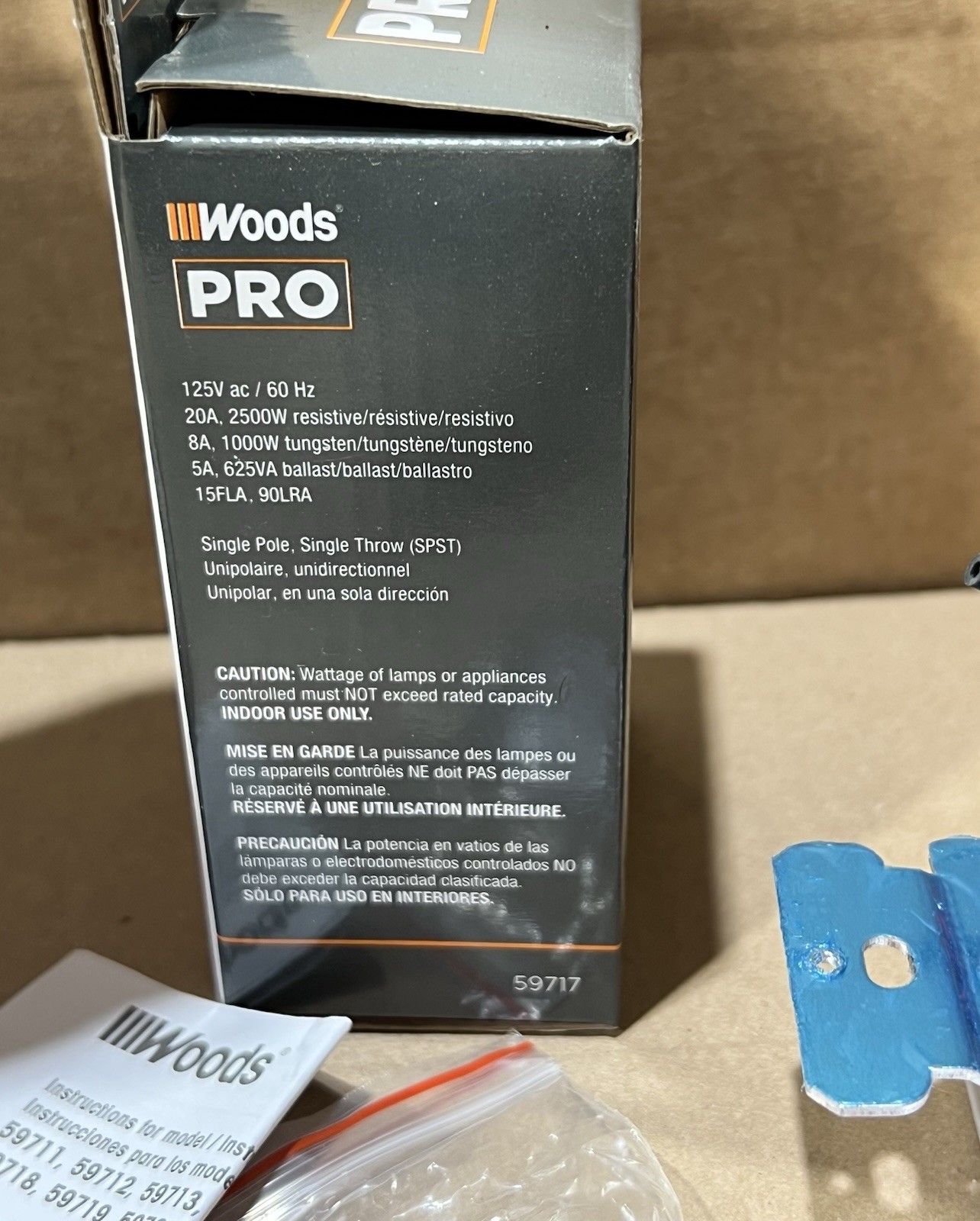 Woods 59717 In-Wall 60 Minute Spring Wound Timer, White New old Stock