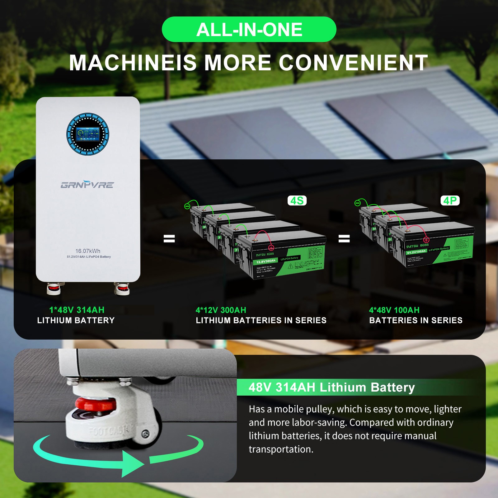 6PACK 48V 314Ah 16.07kwh Lithium Battery LiFePO4 for RV Solar Off-grid BMS