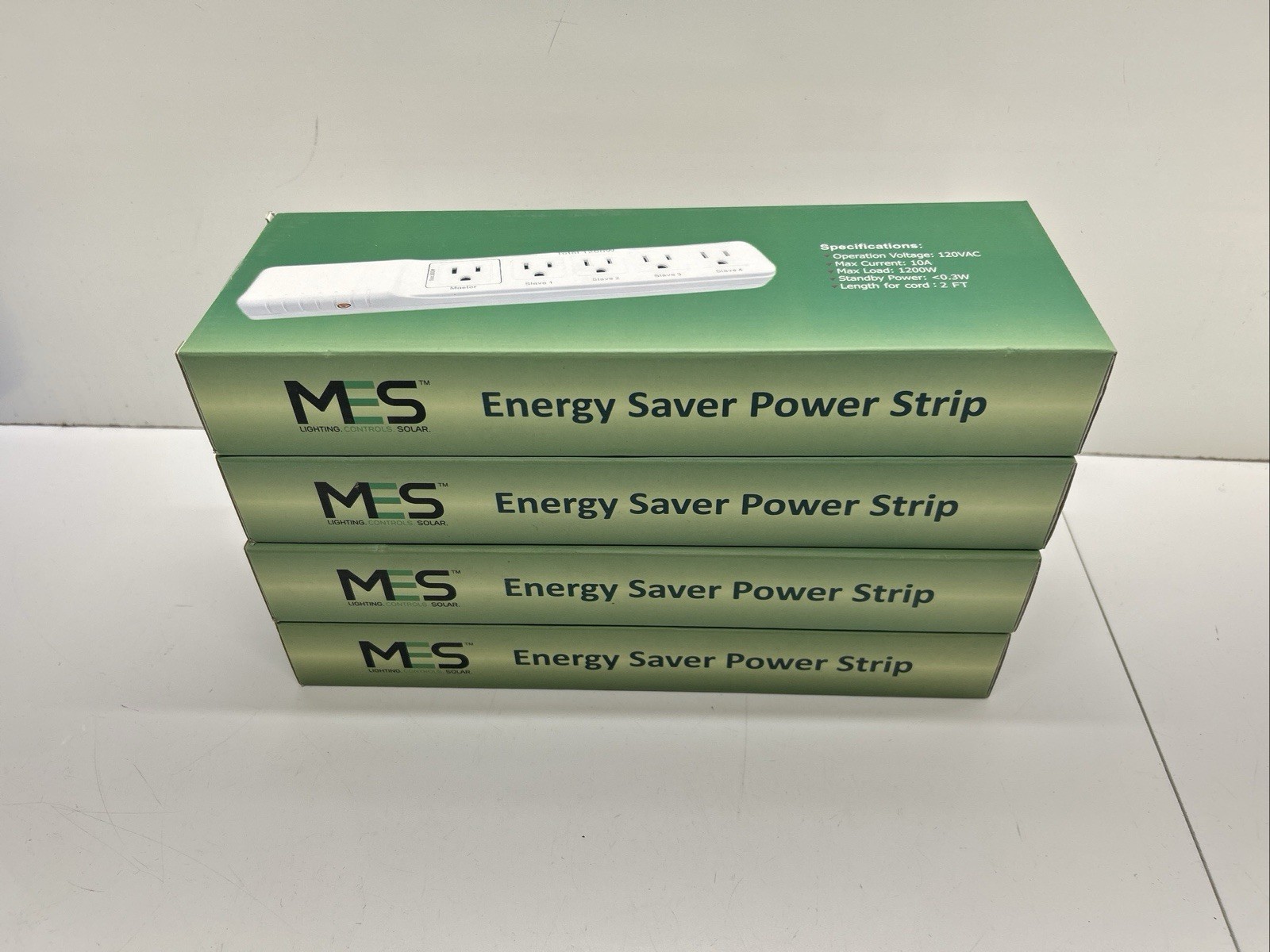 New Lot Of 4 Energy Saver Electrical Power Strips 5 Outlet Length Of Cord 2 Feet