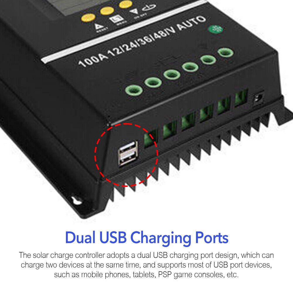 2PC 4000W 100A MPPT Solar Charge Controller 12V 24V 36V 48V Battery PV Regulator