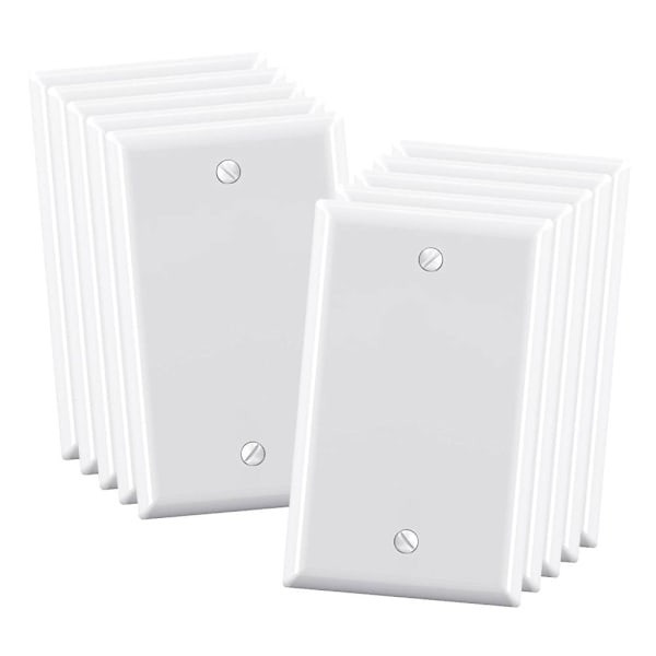 10 Pack Lot – Single Gang 1-Gang Blank Wall Face Plate Outlet Switch Cover White