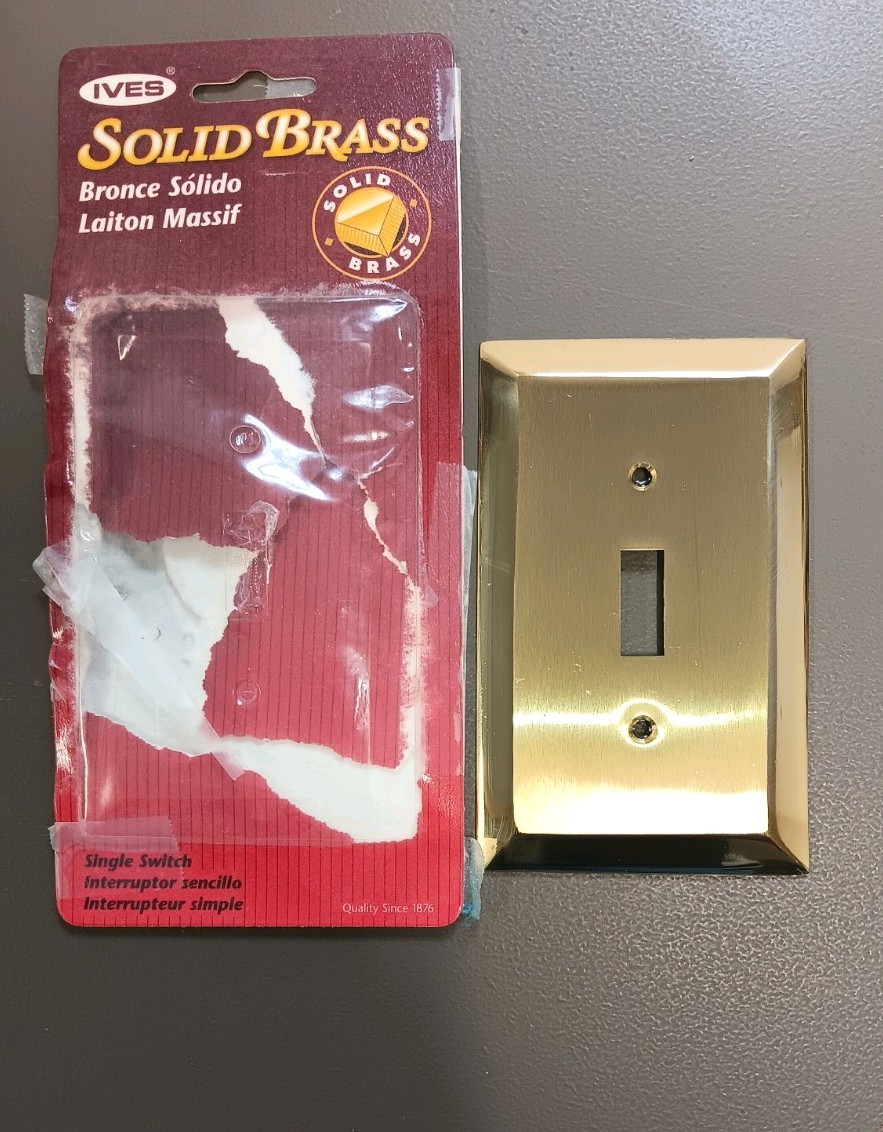 Solid Brass Electric Light Switch Plate Cover Open Box New