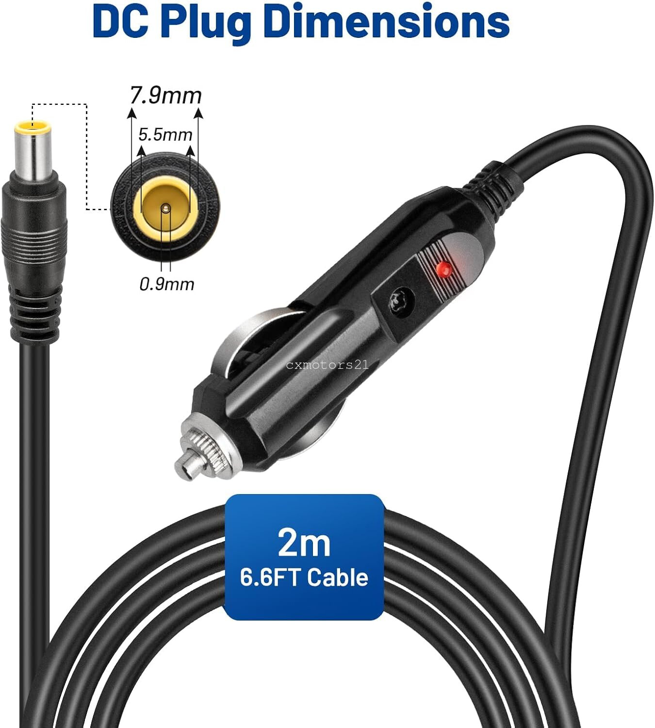 6.6 Feet Power Station Car Charger DC7909 for BLUETTI GRECELL Jackery Explorer