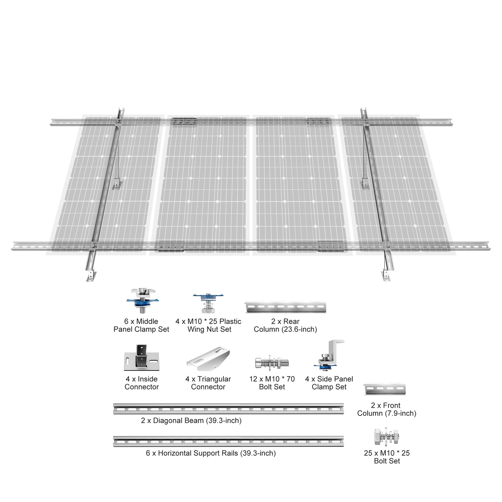 Uimoso Multi-Pieces Solar Panel Mounting Brackets 30°-60° Adjustable Brackets