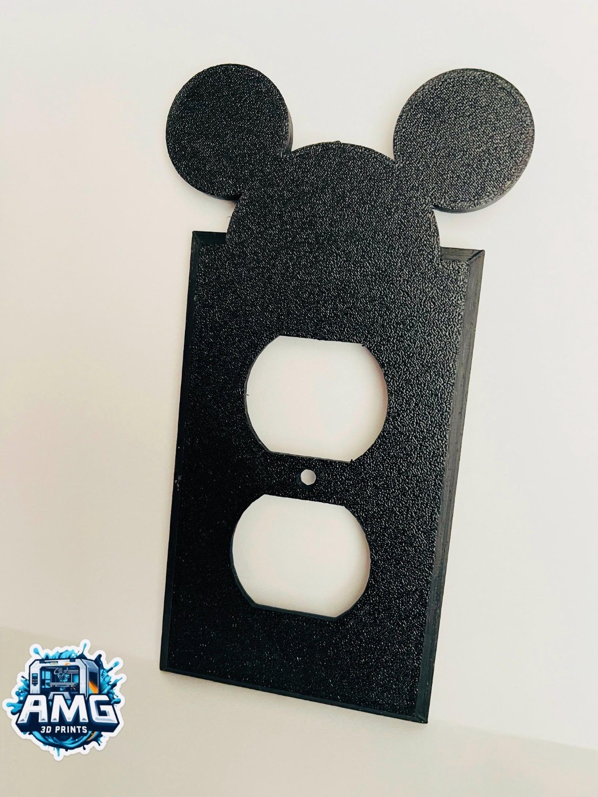 Mouse Ear Duplex Outlet Cover Plate | 3D Printed Wall Decor | Home Decor | Black