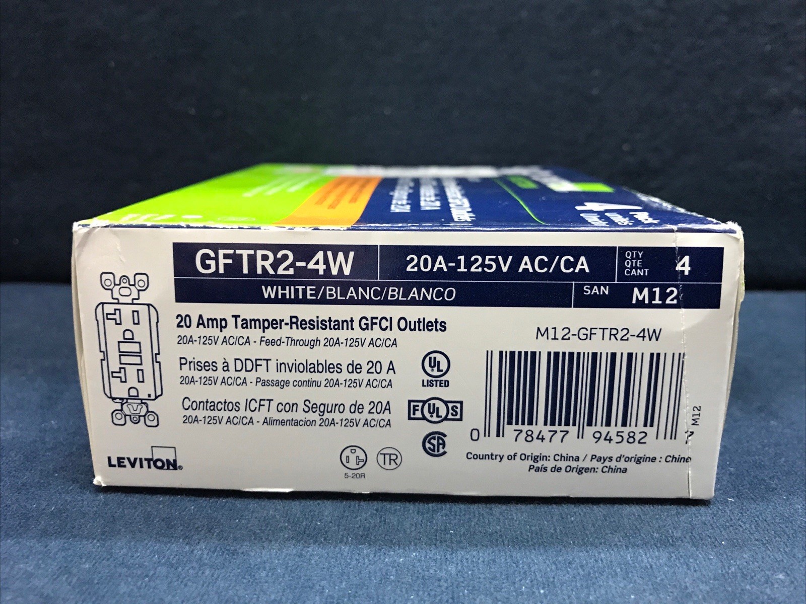 Leviton (GFTR2-4W) Self-Test Smartlock Pro Slim GFCI Tamper-Resistant Outlet NEW