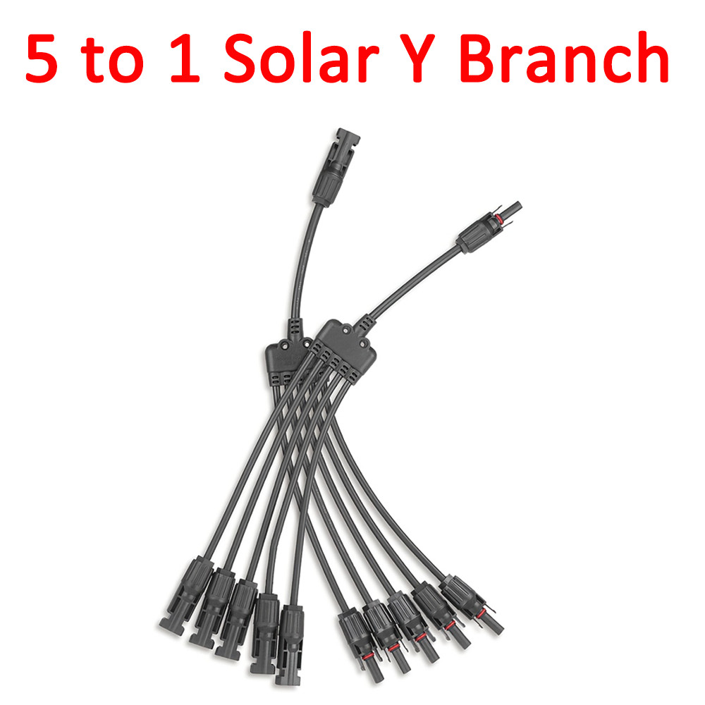 1Pair 5 to 1 Solar Y Branch 5 Way Solar Panel Parallel Connectors Solar Adapter