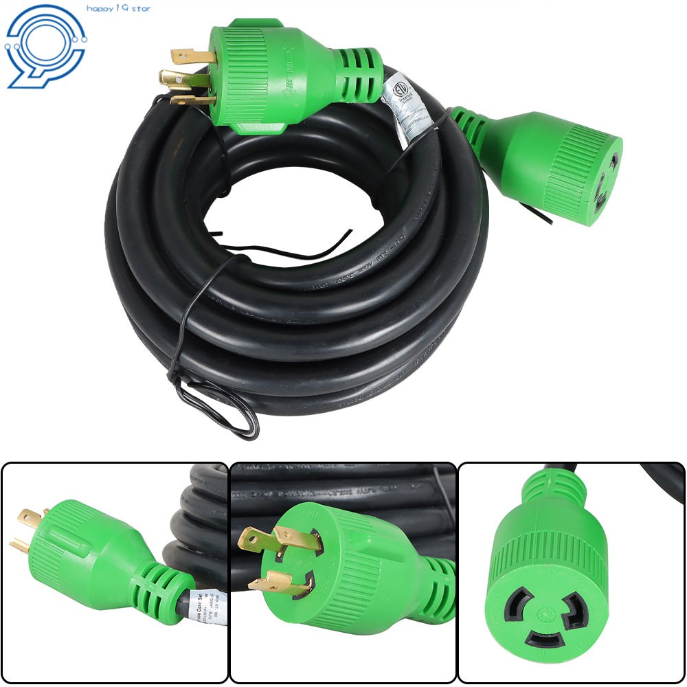30 Amp 15 FT 3 Prong Generator Extension Cord NEMA L5-30P To L5-30R 125V