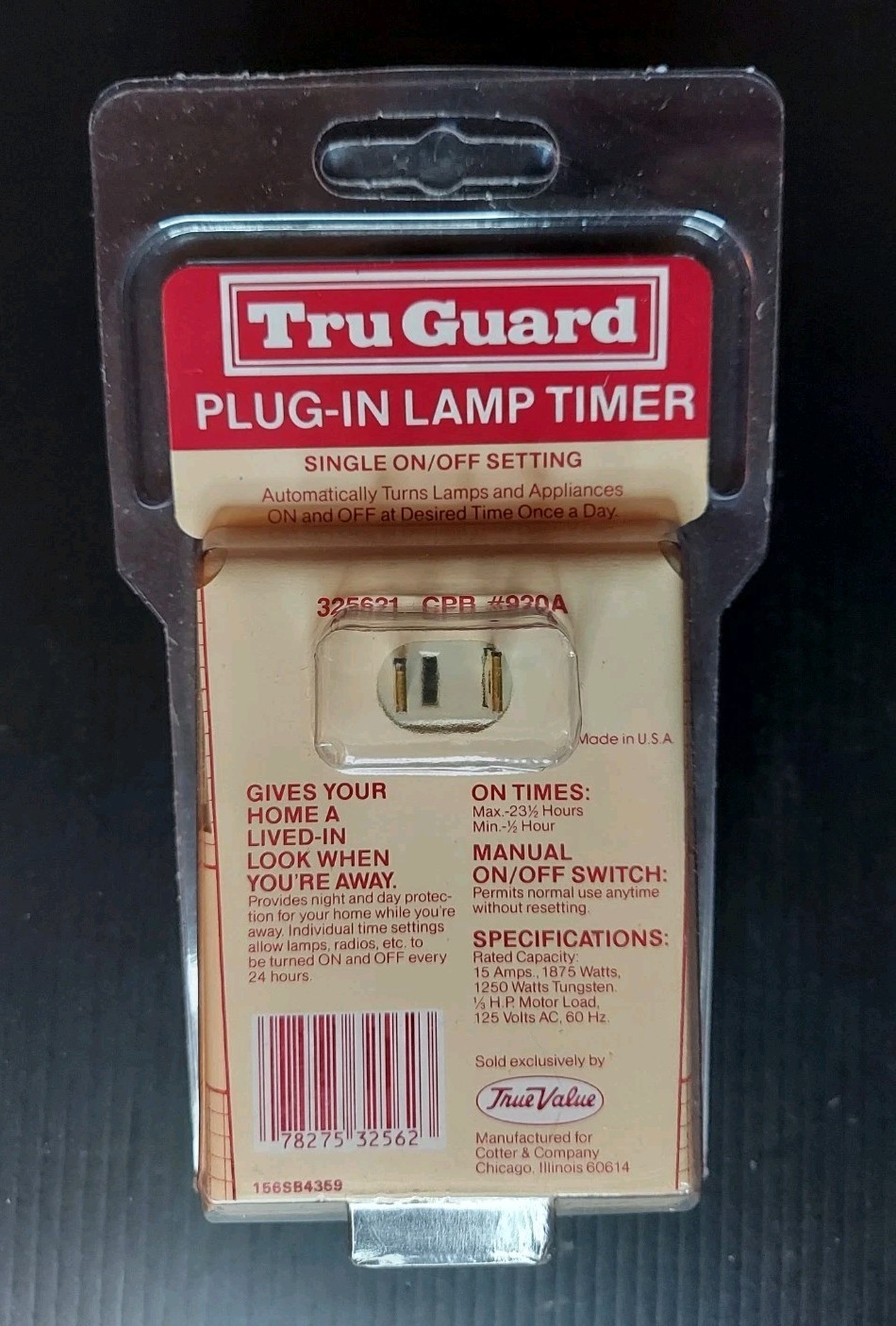 TRU GUARD PLUG-IN LAMP TIMER VTG 15 AMPS 1875 WATTS SINGLE ON/OFF SETTING NOB