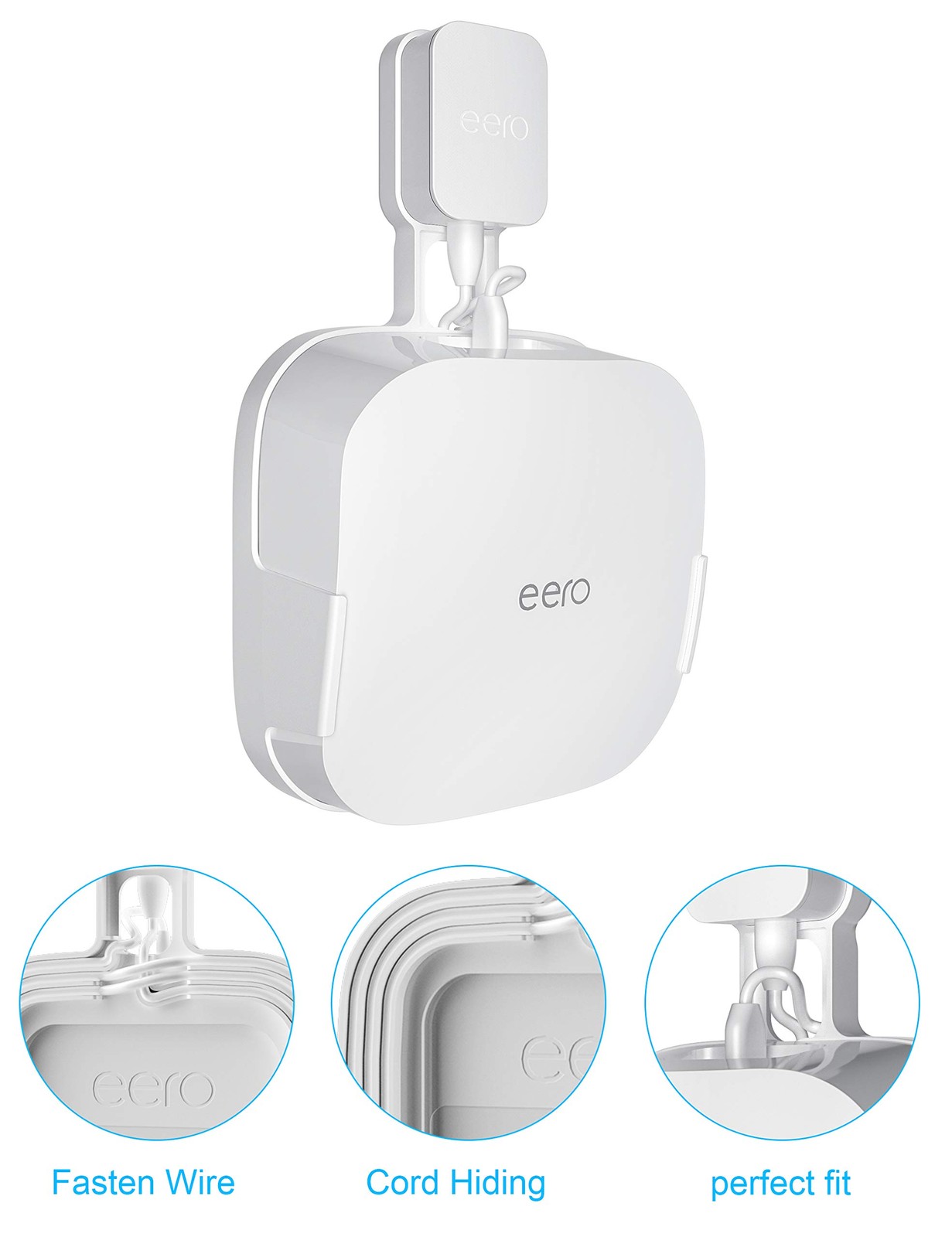 COOLWUFAN 3 Pack Outlet Wall Mount Holder 8.5 x 5 x 1.6 inches, White(3 Pack)