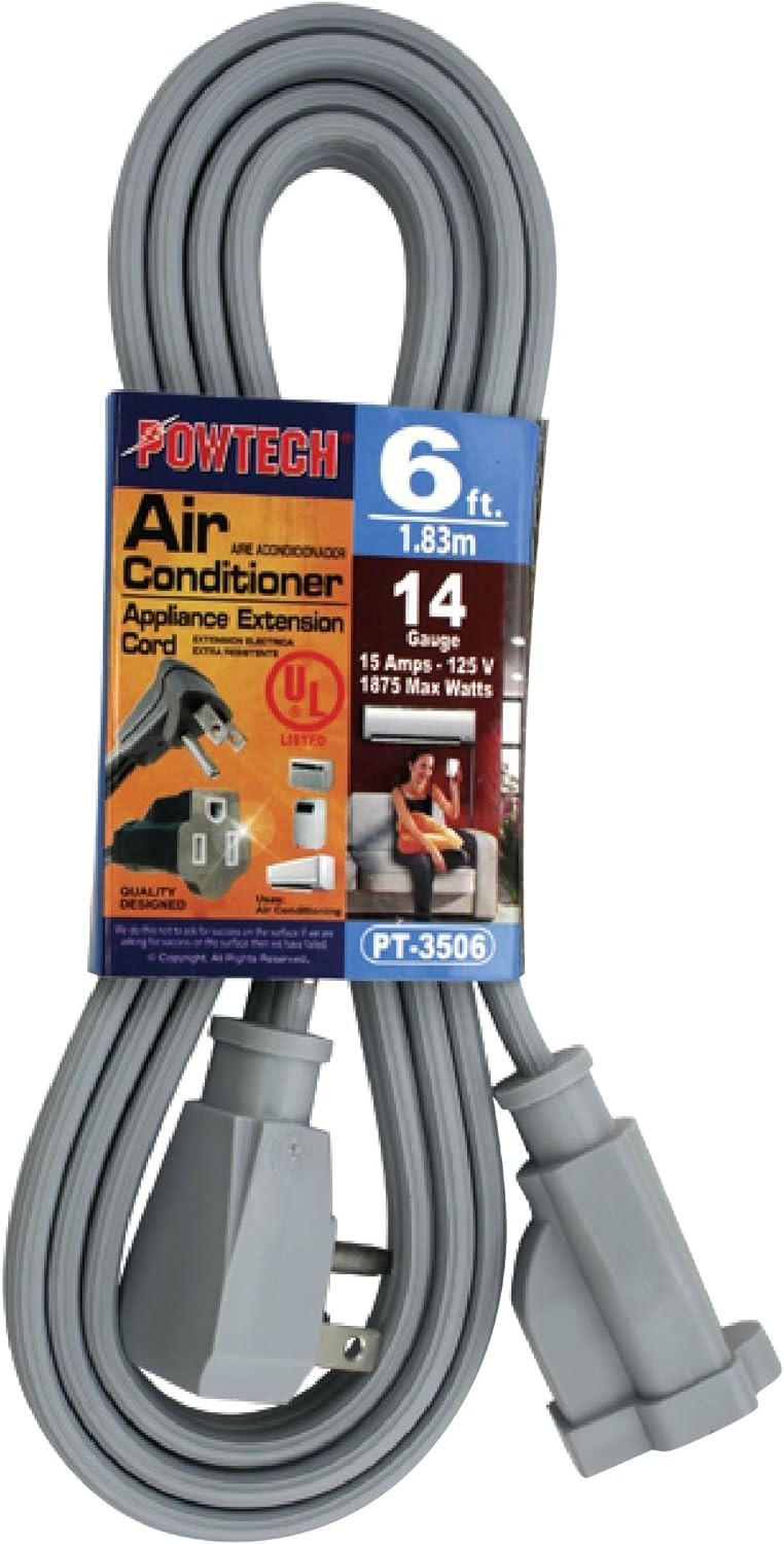 POWTECH 6 FT Heavy Duty Extension Cord 14 Gauge 3-Prong Grounded Appliance Power