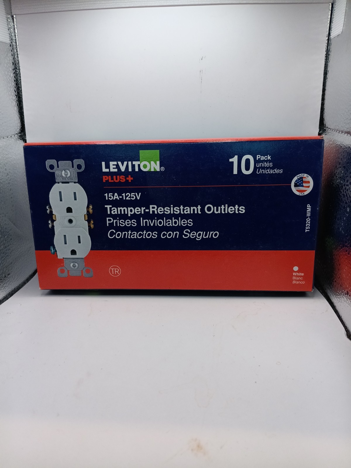 10pk Leviton Tamper Resistant Outlets 15A 125V White Plus Electrical Wall Plug