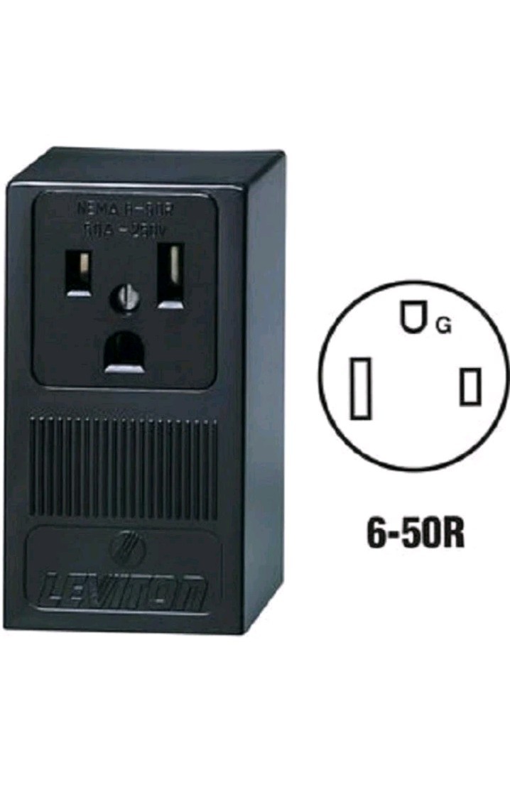 Leviton 50A Surface Mount Black 6-50R Welder Power Outlet R20-05378-P00. SW