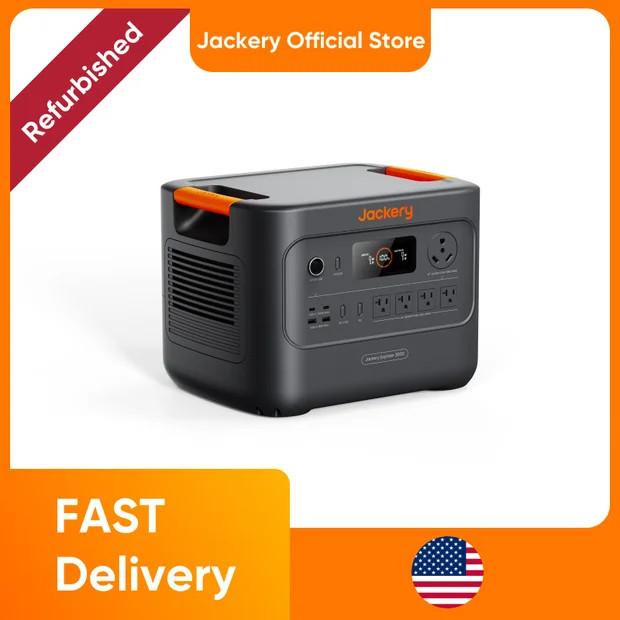 Jackery Explorer 3000 v2 Portable Power Station 3070Wh capacity and 3600W output