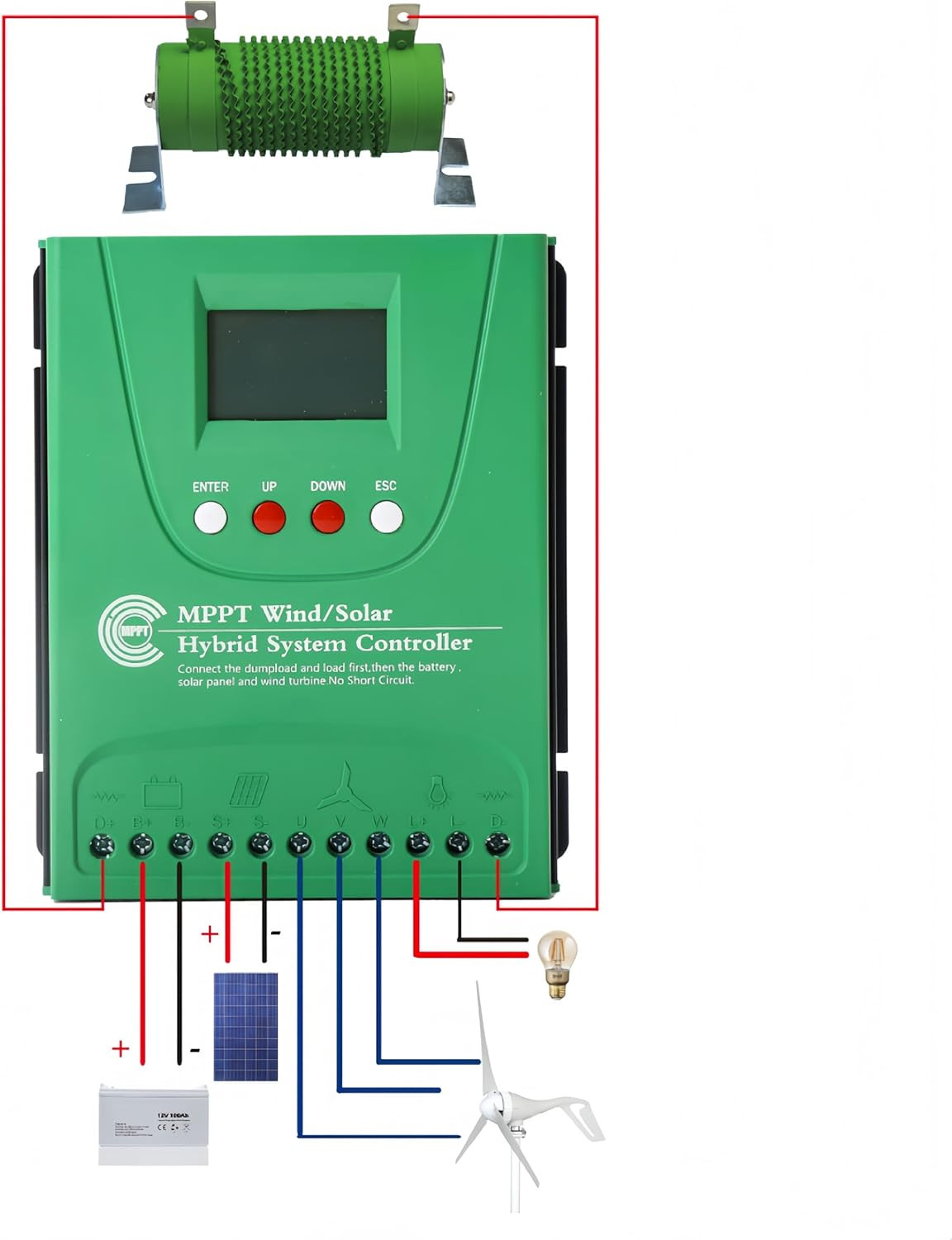 2000W Wind Solar Hybrid Charge Controller, 1000W Wind Turbine & 1000W Solar Pane