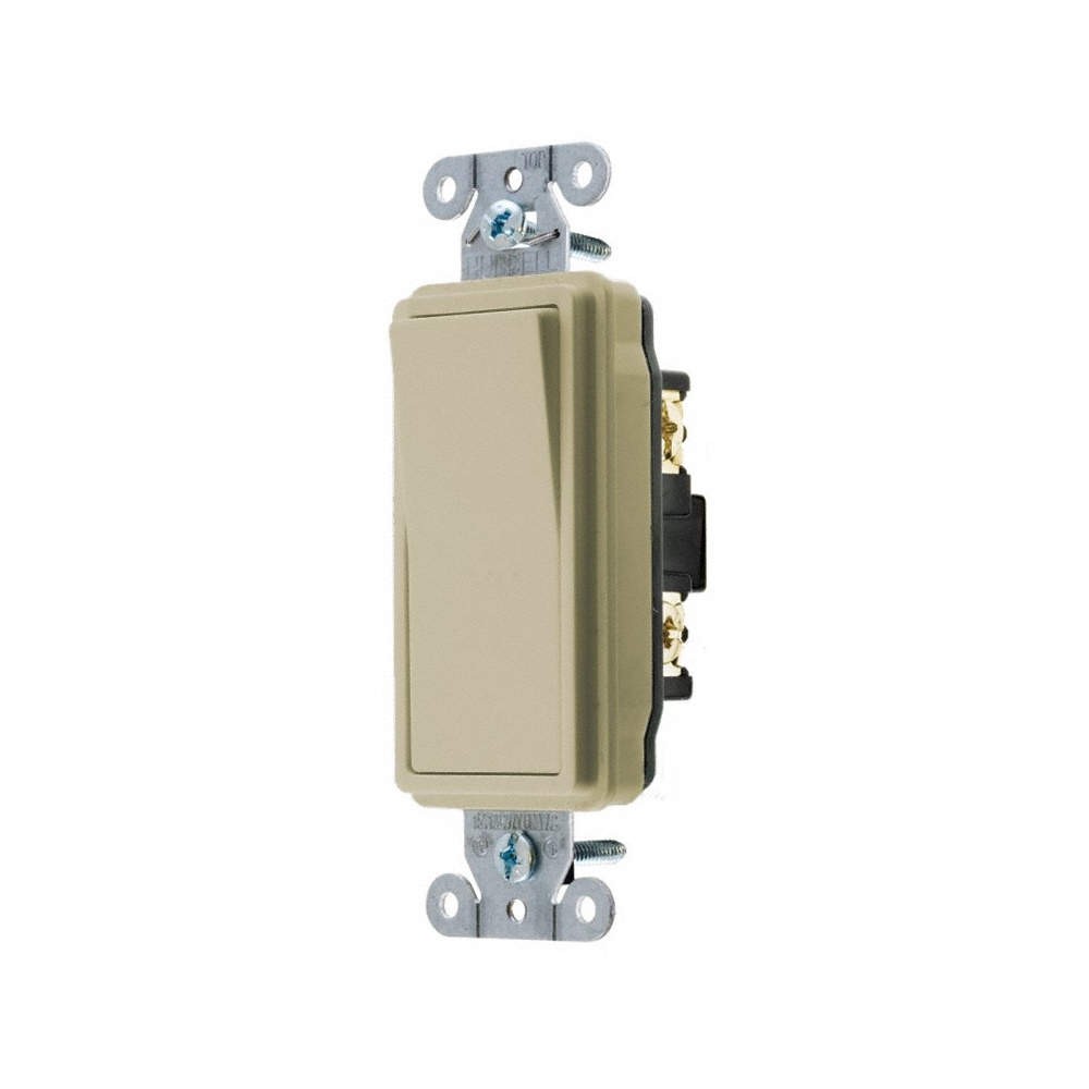 HUBBELL DS120I Wall Switch,Ivory,20A;Back;Side,SnglPole 5Z787
