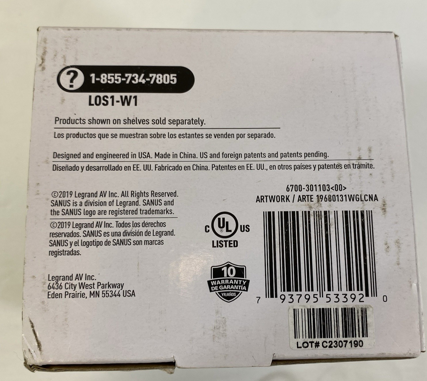 Outlet Shelf White SANUS Outlet Cover with a Shelf Above Holds 10lb – New in Box