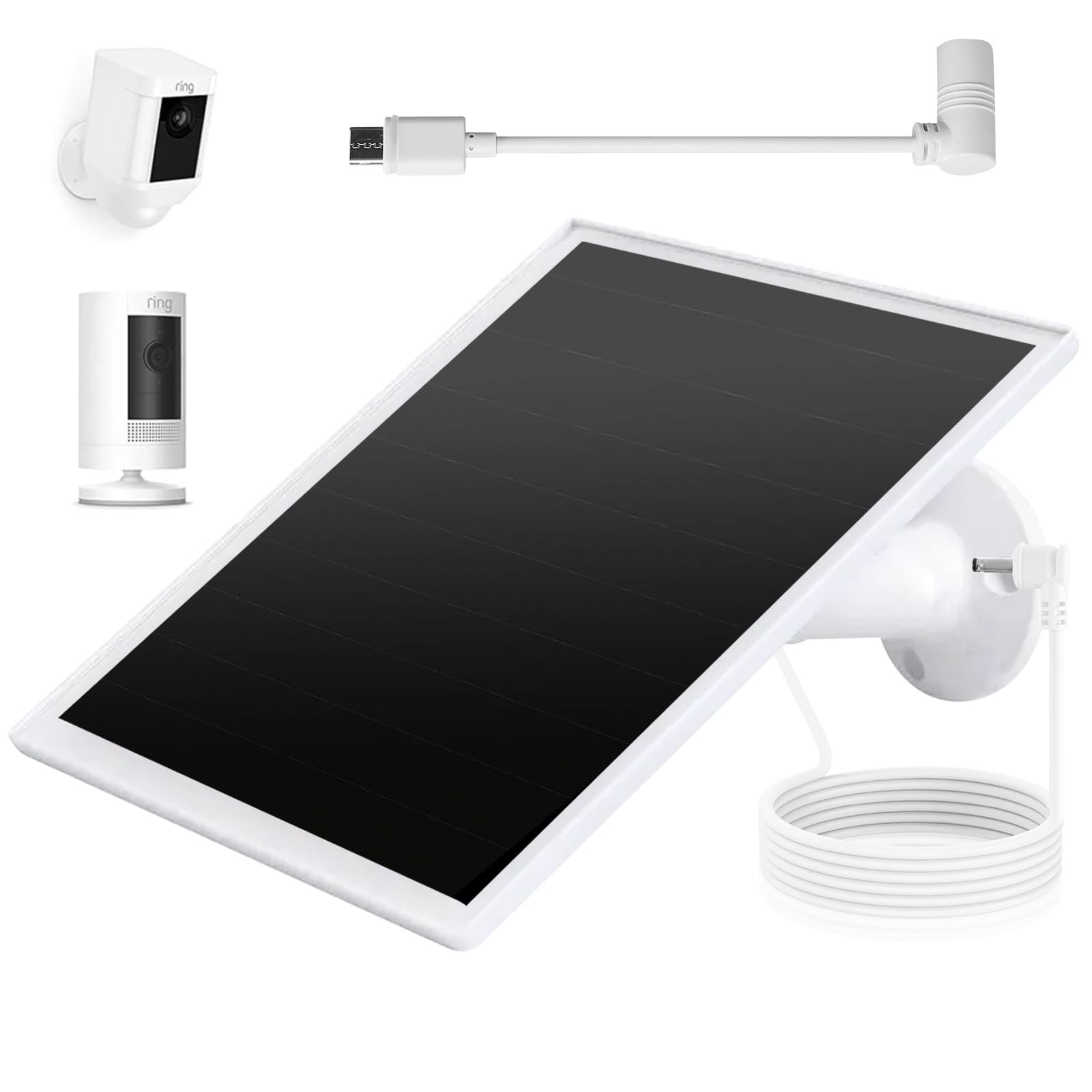 Ring Camera Solar Panel, 5W Charger Compatible with Rings White-1Pack