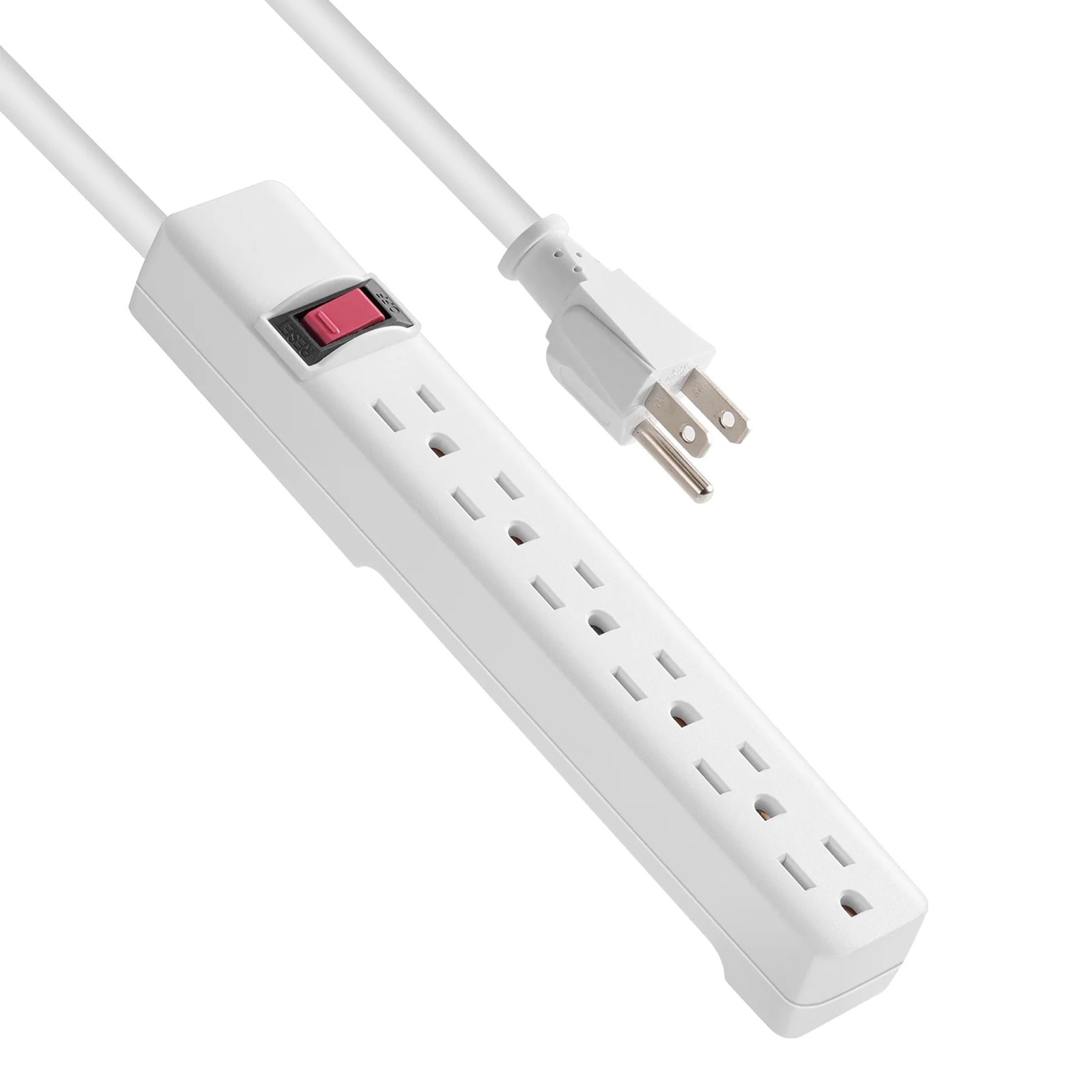 6-Outlet Power Strip 2.5 ft Extension Cord Surge Protector with ETL