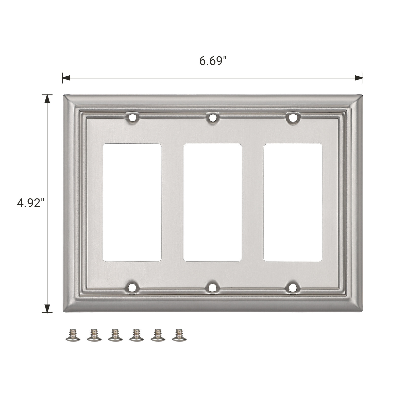 DEWENWILS Triple Decorator Wall plates, 2x Brushed Nickel Outlet Covers, Metal