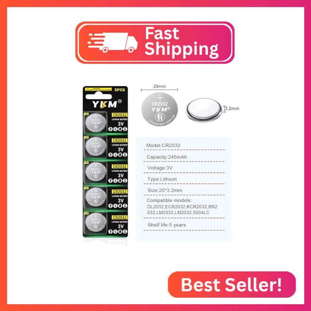 5 Pack CR2032 Batteries 3V Lithium Coin Cell Battery for AirTags Key Fob